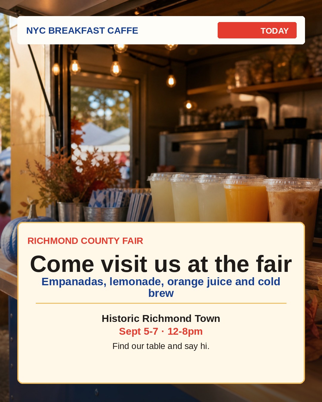 NYC Breakfast Caffe en la Richmond County Fair, día 1