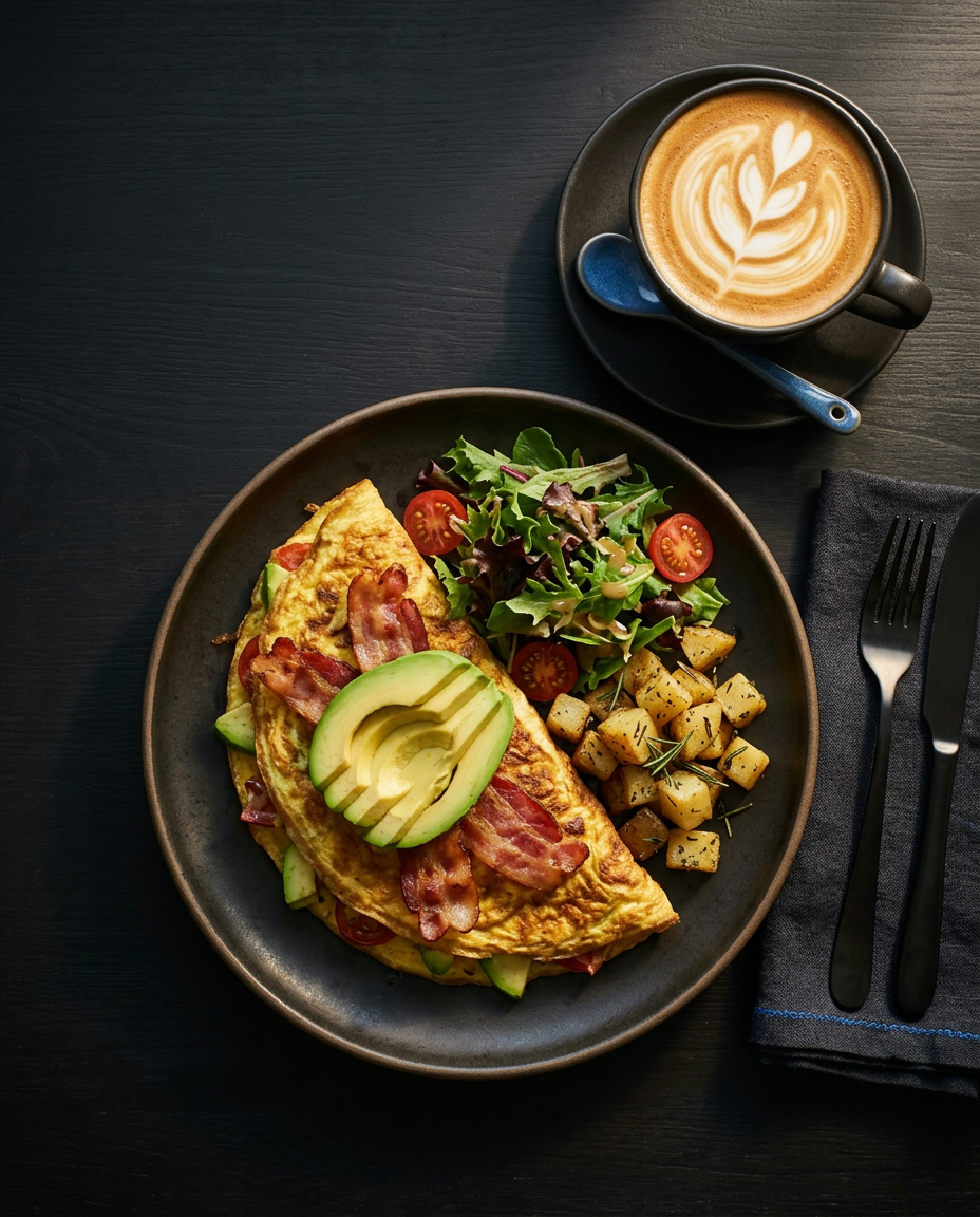 Especial de Omelette y Café de NYC Breakfast Caffe